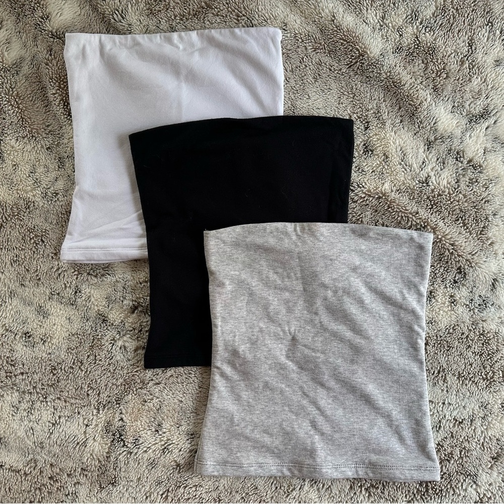 Abercrombie & Fitch Set of Three Tube Tops - White, Black, Gray